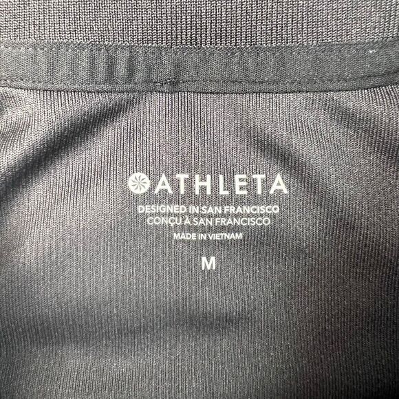 Athleta Everyday Polo Shirt Womens Size Medium Black Pocket Preppy Golf Stretch - Picture 3 of 9